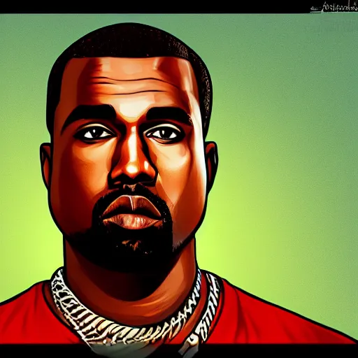 Image similar to illustration gta 5 artwork of holy saint kanye west, golden cross, in the style of gta 5 loading screen, by stephen bliss