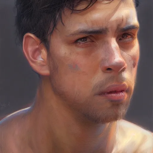 Image similar to the latin boy as a realistic heroic character, portrait art by donato giancola and greg rutkowski, realistic face, digital art, trending on artstation, 4 k resolution