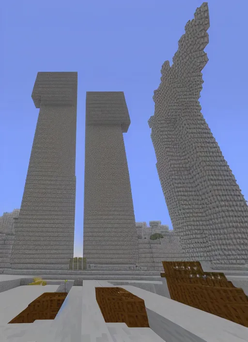 Prompt: the world trade center built in minecraft