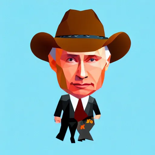 Prompt: Vladimir Putin as a cowboy. Vector polygon art