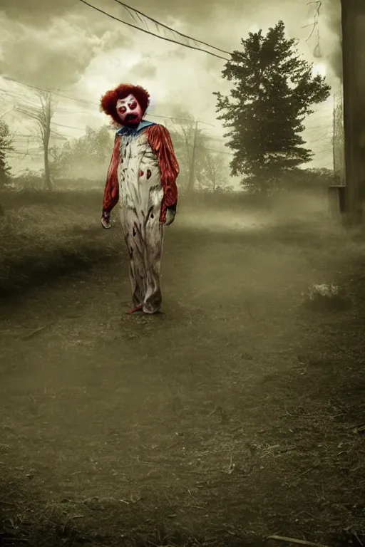 Image similar to creepy clown in liminal space by Gregory Crewdson