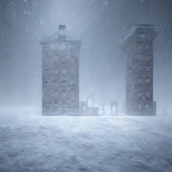 Prompt: a highly detailed 4 k matte painting of a snowy russion prison. zdzislaw beksinski, artstation, cgsociety, unreal engine