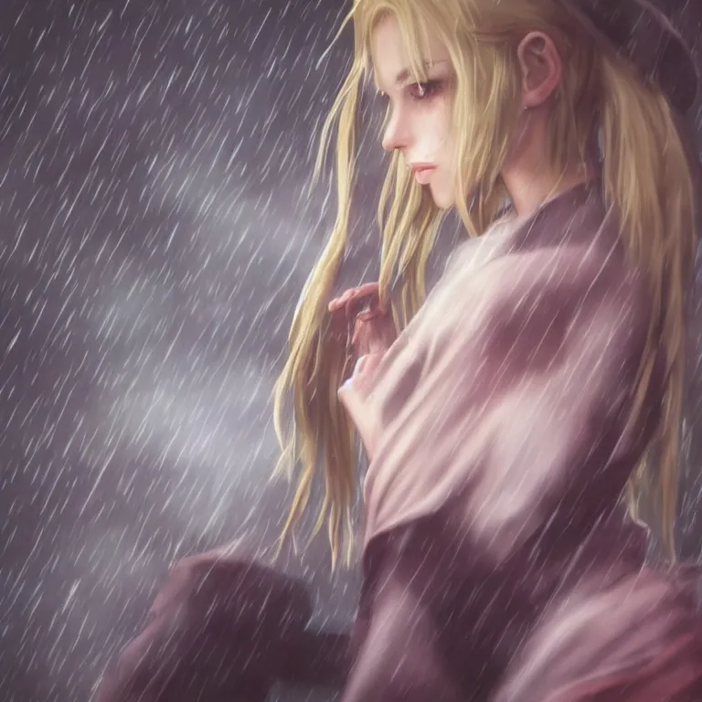 Image similar to cute annie leonhart taking a photo of annie leonhart wallpaper, beautiful face, pale skin, rule of thirds, cinematic lighting, rainy weather, melancholy atmosphere, volumetric light, realistic reflections, sharp focus, backlit, model agency, instagram photo, shot on iphone 1 3 pro max, hyper realistic,