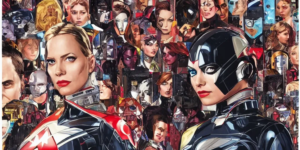 Image similar to a portrait of a single female android, by MARVEL comics and Sandra Chevrier, 4k