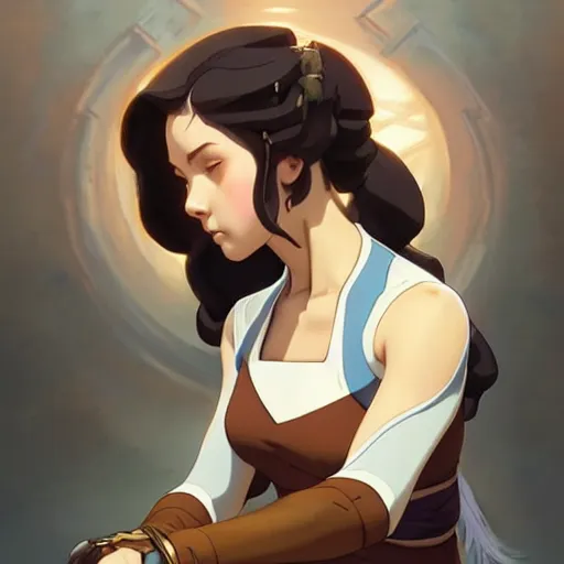 Image similar to beautiful young maiden Avatar Korra, innocent, intricate, elegant, highly detailed, Legend of Korra, digital painting, artstation, concept art, smooth, sharp focus, illustration, art by artgerm and greg rutkowski and alphonse mucha