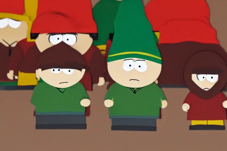 Prompt: a famous scene from Southpark portrayed in clay, 3d render, unreal engine