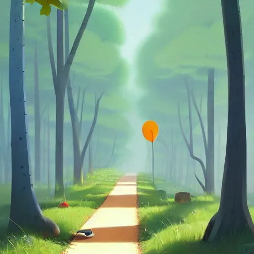 Image similar to goro fujita ilustration road that ends at the entrance of a beautiful forest full of fauna, tall trees, flowers, painting by goro fujita, sharp focus, highly detailed, artstation