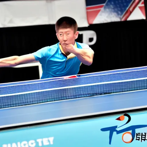 Image similar to ma long table tennis champion in space