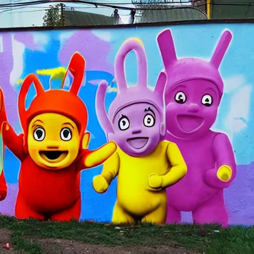 Image similar to teletubbies graffiti