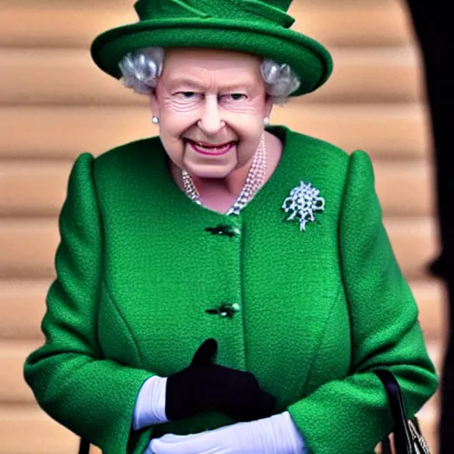 Prompt: picture of queen Elizabeth the lizard person
