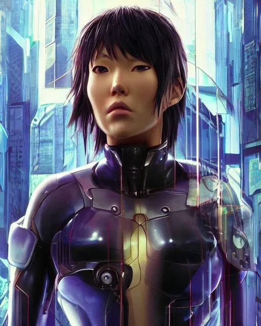 Image similar to weta disney pixar movie still portrait photo of motoko kusanagi the major ghost in the shell : : as cyborg woman by pixar : : by weta, wlop, ilya kuvshinov, rossdraws, artgerm, maxim cover, octane render, anime, octane render, 3 d, volumetric lighting, anti aliasing, raytracing : :