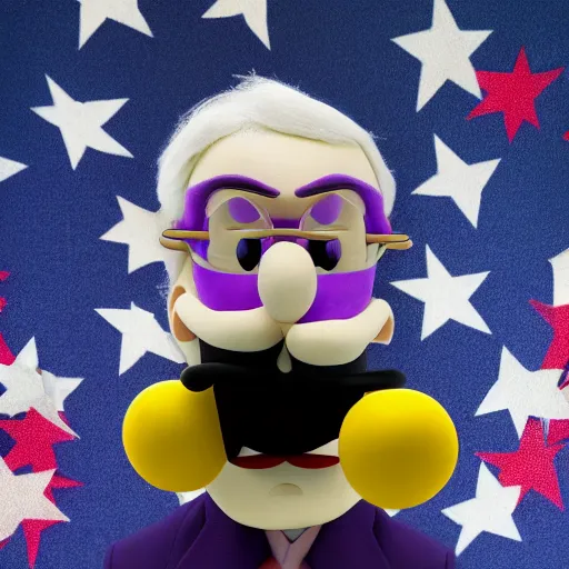 Image similar to portrait of Bernie Sanders as Waluigi, world press photo, photography, 4k, canon EOS C300, f1.8