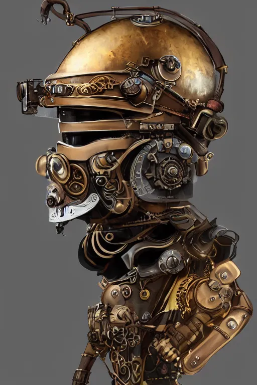 Image similar to steampunk helmet fantasy art mask robot ninja stylized digital illustration sharp focus, elegant intricate digital painting artstation concept art global illumination ray tracing advanced technology chaykin howard and campionpascale and cooke darwyn and davis jack