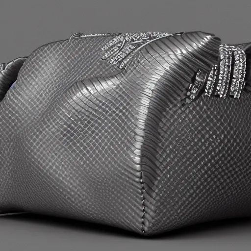 Prompt: a duffle bag piling out with diamonds, 3D render, studio lighting