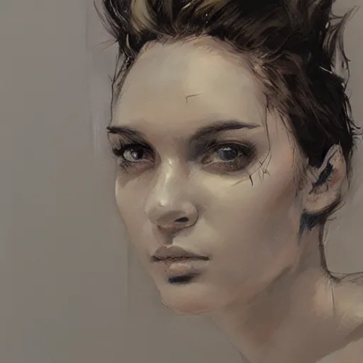 Prompt: portrait of skylar white, artwork by guy denning and charlie bowater,