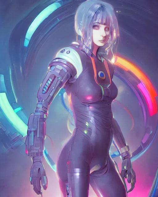 Prompt: anime visual of a female astronaut, neon, cyberpunk, futuristic suit, stunning, highly detailed, digital painting, artstation, smooth, soft focus, illustration, art by artgerm and greg rutkowski and alphonse mucha