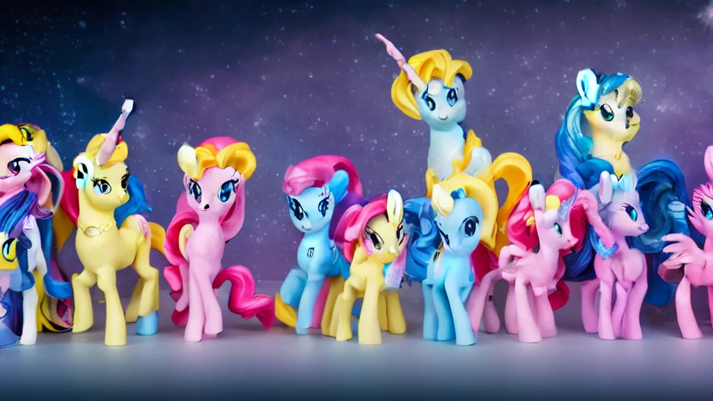 Image similar to Sailormoon and My Little Pony figurines, 4k, 8k, photography, studio lighting