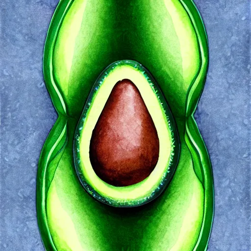 Prompt: Ornate Art Deco Avocado, watercolour, photorealistic, high resolution, white background, award winning