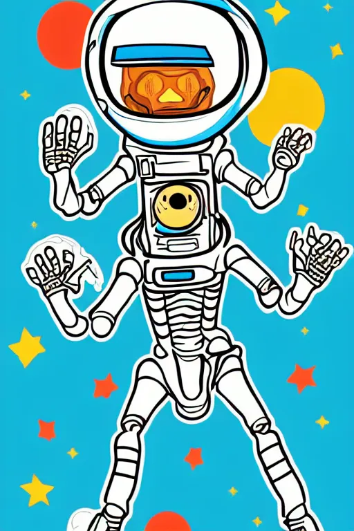 Image similar to A portrait of a skeleton as an astronaut in space, sticker, colorful, illustration, highly detailed, smooth and clean vector curves, no jagged lines, vector art, smooth