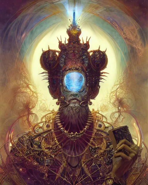 Image similar to a portrait of the hierophant, fantasy portrait made of fractals, ultra realistic, wide angle, intricate details, the fifth element artifacts, highly detailed by peter mohrbacher, hajime sorayama, wayne barlowe, boris vallejo, aaron horkey, gaston bussiere, craig mullins
