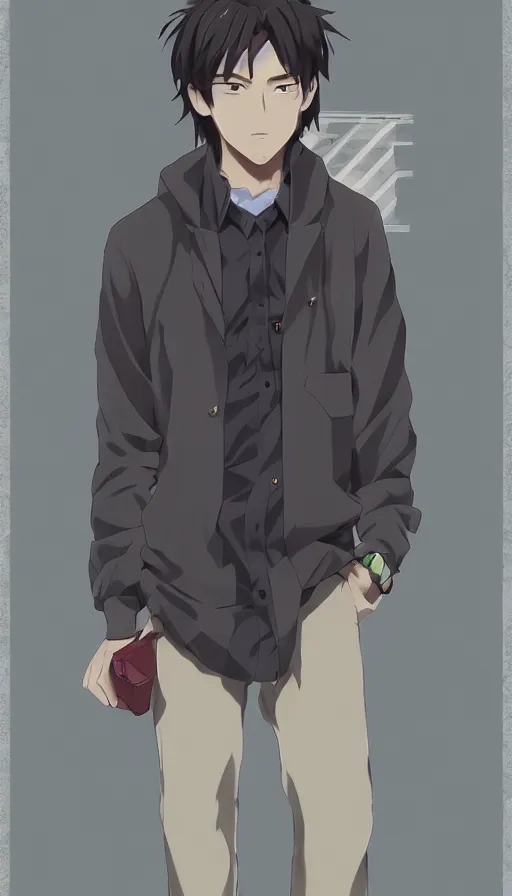 Prompt: handsome anime man in casual street wear, well groomed facial hair, face by lya kushinov, avetetsuya studios, alexandra fomina artstation, by makoto shinkai, digital 2 d, painterly style, cinematic matte illustration, ufotable, vofan