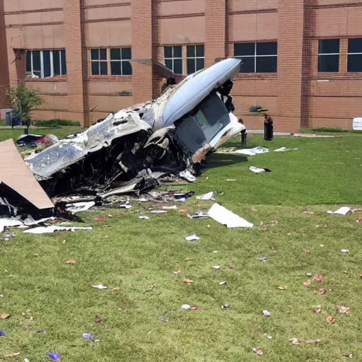 Image similar to a plane crashing in a school courtyard