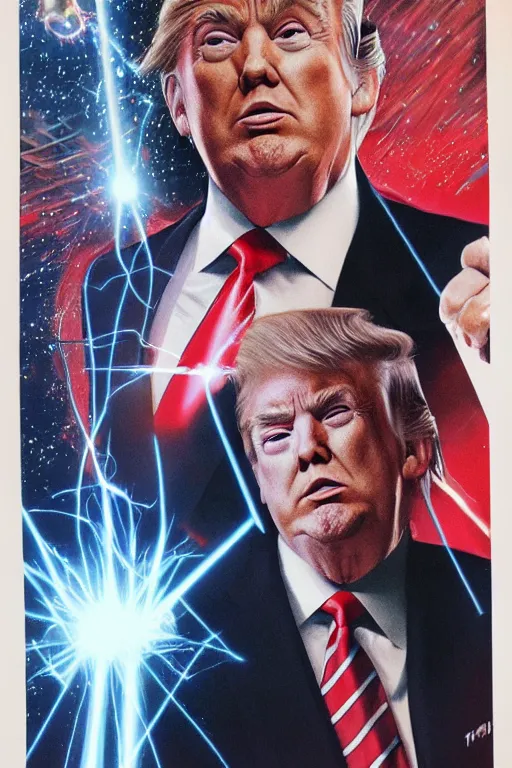 Image similar to trump with laser eyes by alex ross