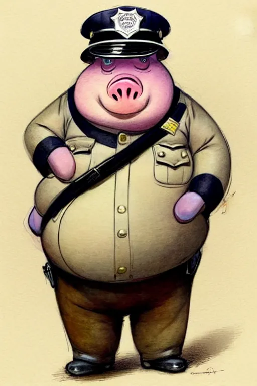 police woman clipart black and white pig