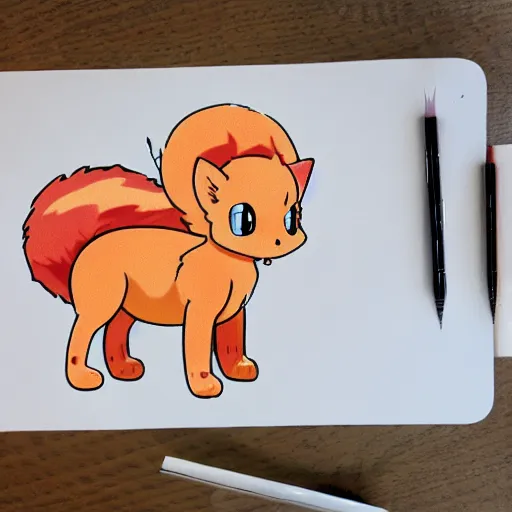 Image similar to vulpix sweating in a heatwave, anime style drawing