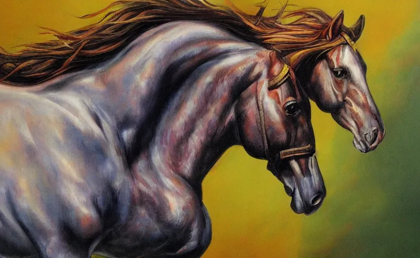 Image similar to Fantasy painting horse , highly detailded