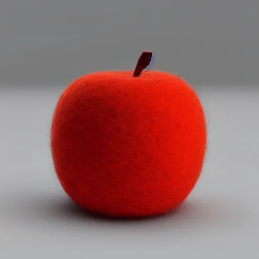 Image similar to apple made of wool cotton melting, octane render, 8 k, highly detailed, white background