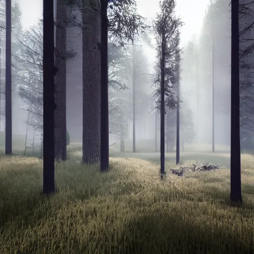 Prompt: Beautiful forest leading to a dead forest, octane render, volumetric lighting, 4K