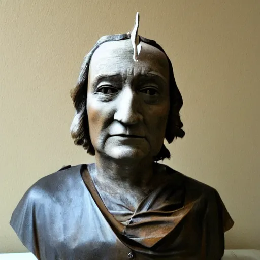 Image similar to cardboard mold mask of Christopher Columbus in color
