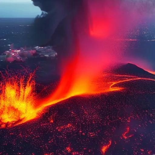 Prompt: photo of hawaii volcano erupting, award - winning photography, 4 k