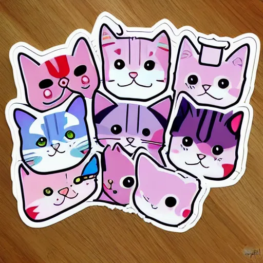 Image similar to Kawaii Cat in the style of redbubble stickers, art by artgerm