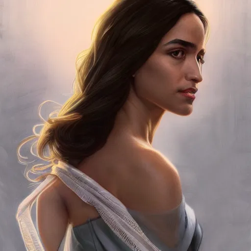 Image similar to ultra realistic illustration, alexandria ocasio - cortez politician, intricate, elegant, highly detailed, digital painting, artstation, concept art, smooth, sharp focus, illustration, art by artgerm and greg rutkowski and alphonse mucha