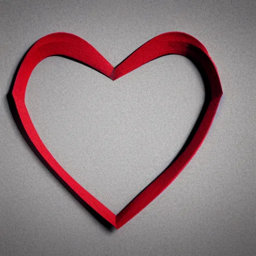 Image similar to 3d render of a red clay heart shape in the middle of a gray sheet of paper, colorful left side