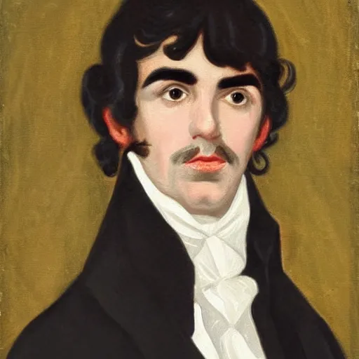 Prompt: regency era painting of a young george harrison with thick eyebrows