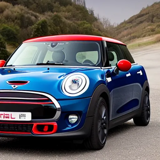 Prompt: mini cooper made by tesla