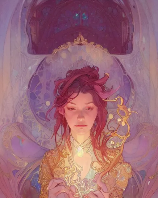 Image similar to secret romance, highly detailed, gold filigree, romantic storybook fantasy, soft cinematic lighting, award, disney concept art watercolor illustration by mandy jurgens and alphonse mucha and alena aenami, pastel color palette, featured on artstation