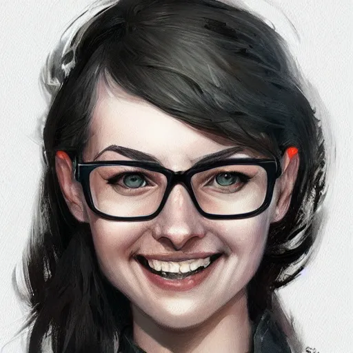 Image similar to gordon freeman as an attractive young smiling woman, hd shot, digital portrait, beautiful, artstation, comic style, by artgerm, jakub rozalski and charlie bowater