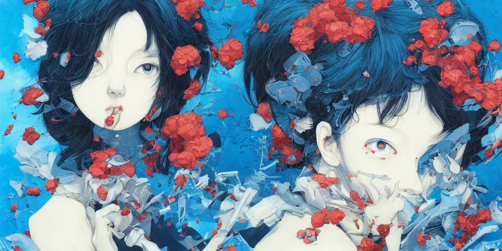 Image similar to perfect blue oil painting art by james jean and katsuhiro otomo and erik jones, inspired by akira anime, smooth texture, intricate oil painting, high detail illustration, sharp high detail, long exposure