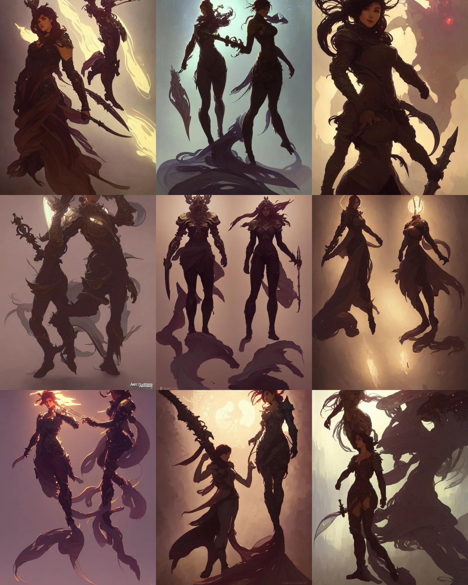 Image similar to a character concept art by illustrator at riot games!! by artgerm, greg rutkowski and alphonse mucha. arcane!! t pose, full body!! clear portrait of a lonely attractive people heavy armored!! fantasy weapon!! light effect. hyper detailed, glowing lights!! intricate, elegant, digital painting, artstation, smooth, sharp focus