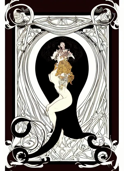 Image similar to an art nouveau picture frame around a blank canvas vector art by brian froud