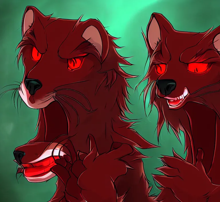 Image similar to furry - male - red - black - weasel - necromancer - fursona uhd ue 5 visual novel pc game expressions