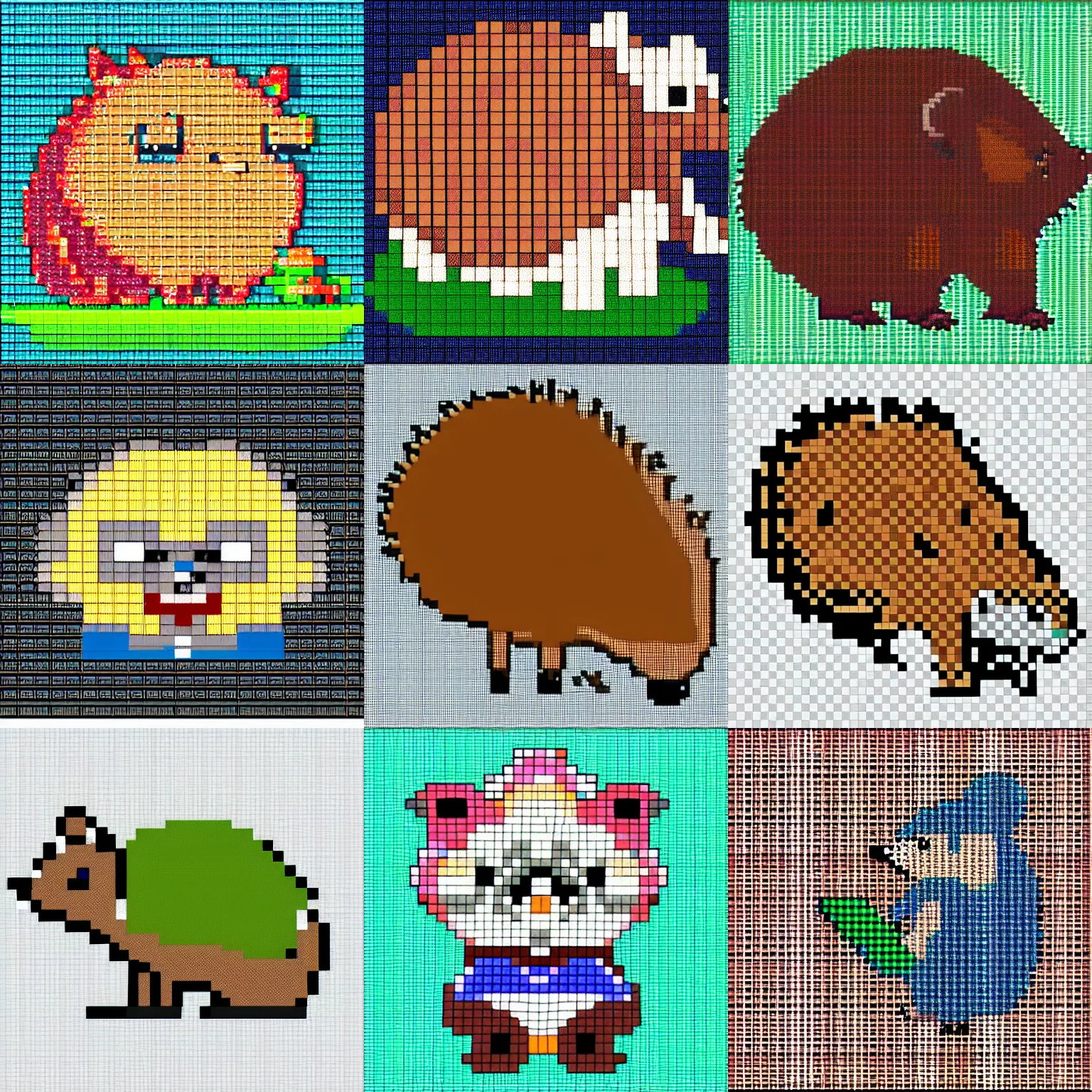 Prompt: hedgehog, pixel art