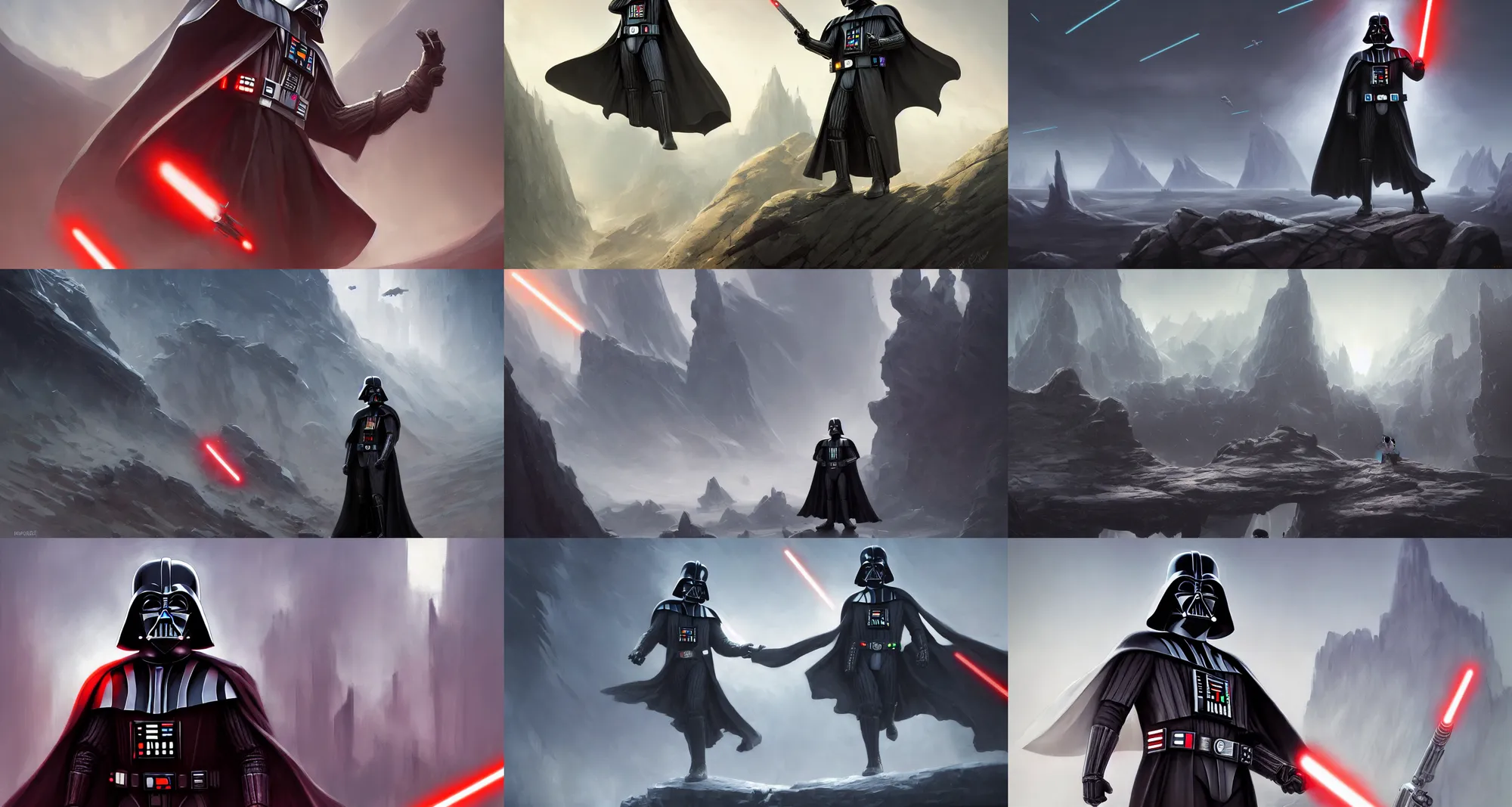 Prompt: Darth Vader, concept art by Noah Bradley, Darek Zabrocki, Tyler edlin, Jordan Grimmer, Neil Blevins, James Paick, Natasha Tan, highly detailed, ultra detailed, ultra realistic, trending on artstation