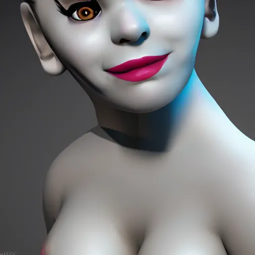 Prompt: beautiful render of a curvy mime girl with a smug expression, ambient occlusion, cute, feminine proportions, trending on artstation