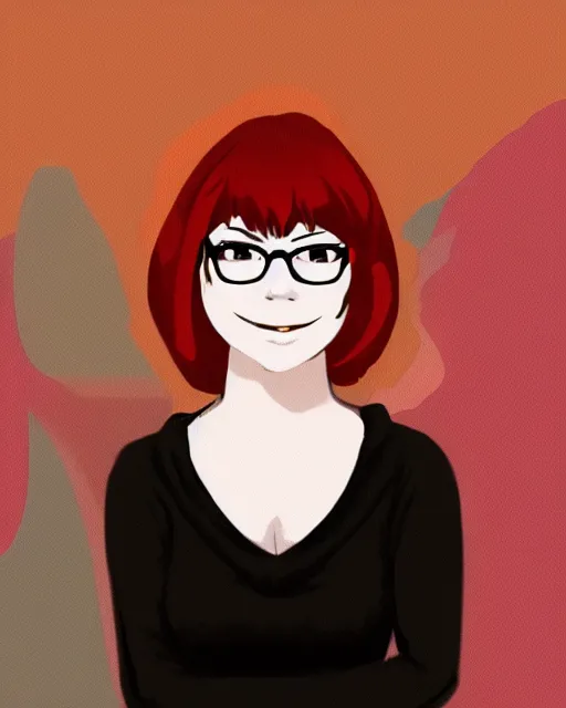 Prompt: a portrait of Velma Dinkley in the style of pixiv