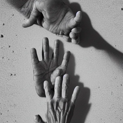Prompt: The hands of god and death, vertical symmetry, extreme hand detail, photorealistic digital art, by Asher Duran and Greg Rutkowski, 8k, octane render